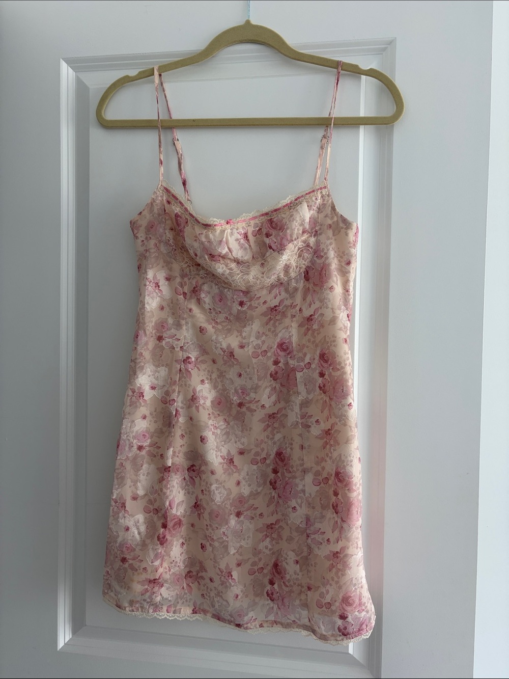 Princess Polly Pink Floral Cream Mini Slip Dress